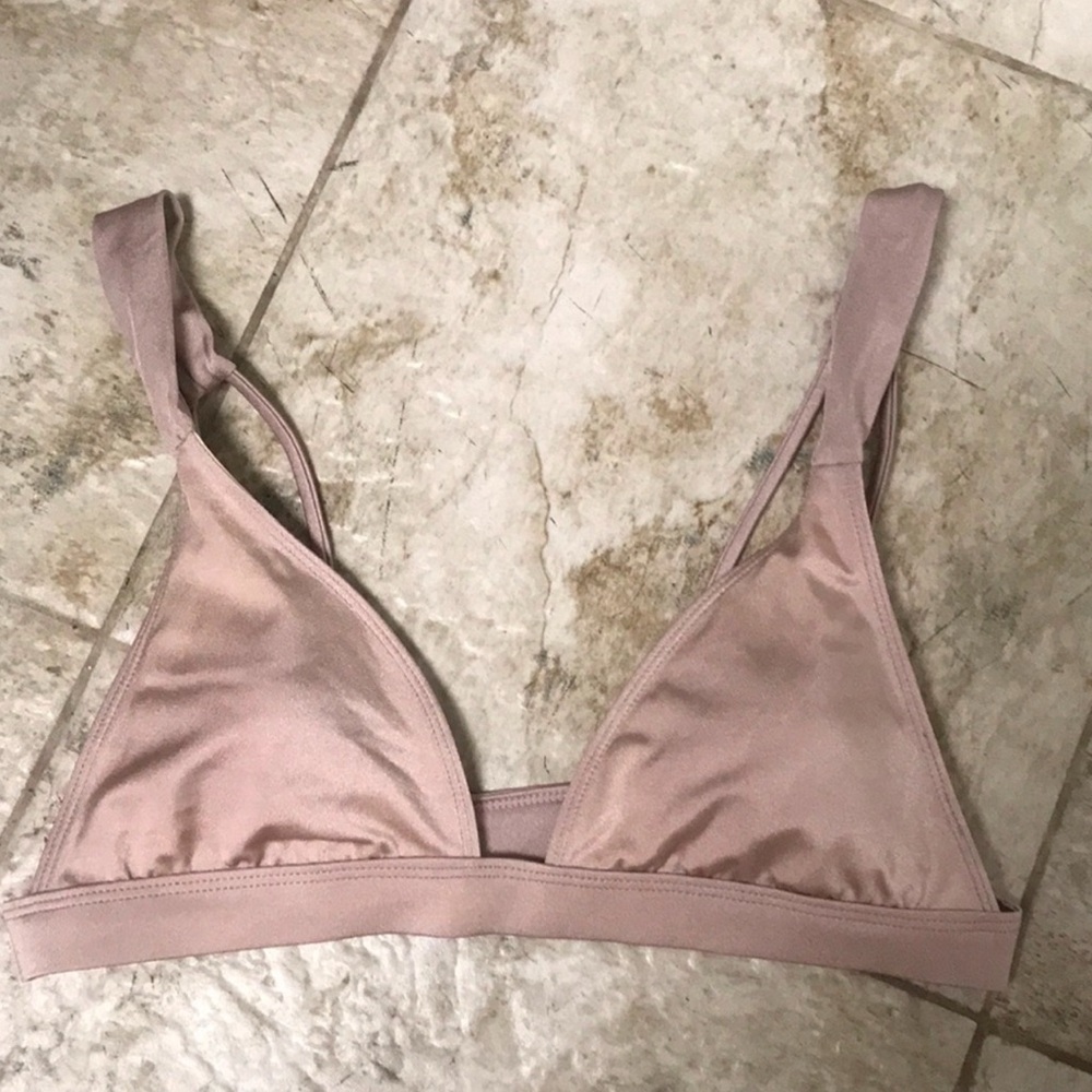 Dusty Pink - Shiny Mauve Triangle Bikini Top